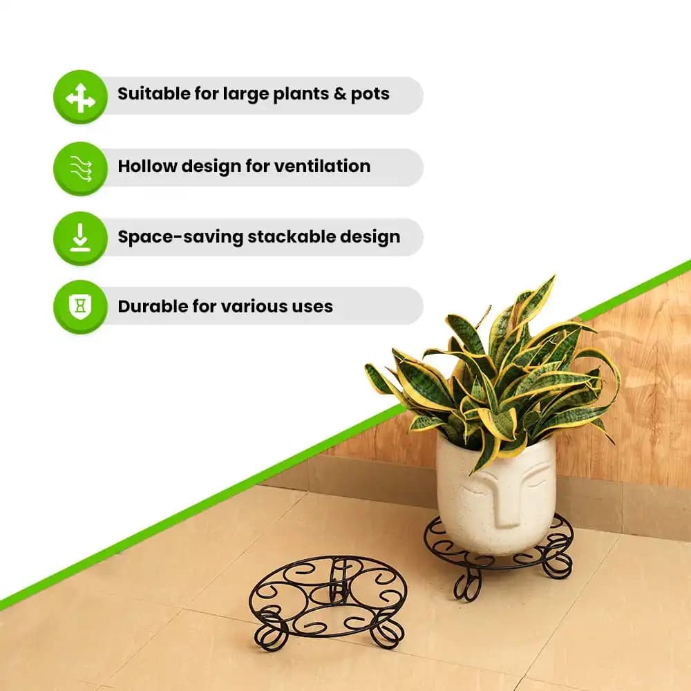 IFFCO Urban Garden Round Designer Stand Set, Metal Planter, Stylish & Durable For Indoor & Outdoor Use - Image 5