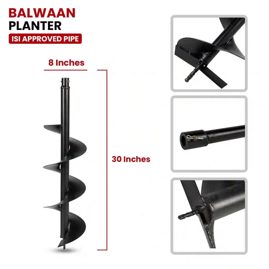 Balwaan PT-8 Single Spiral Earth Auger Planter, 8 Inch Width, Heavy Duty, Durable And Rust Resistant - Image 3