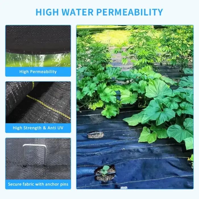 Singhal 90 GSM Garden Weed Control Barrier Sheet Mat, Landscape Fabric, Heavy Duty Weed Block Gardening Mat For Gardens (Black) - Image 3