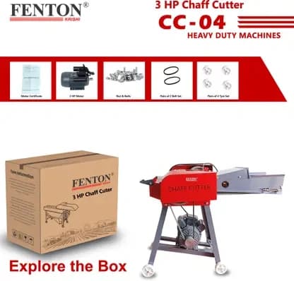 Fenton Krishi FTK-CCM-04 Electric Chaff Cutter, 3HP Motor 4-Cutting Blade & Wheels - Image 5