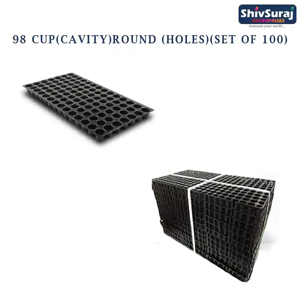 शिवसूरज 98 कैविटी सीड्लिंग ट्रे, गोल आकार के छेद वाली ट्रे, नर्सरी ट्रे, बीज बोने के लिए। - Image 7