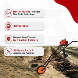 Balwaan BE 63T Trolly Earth Auger 2 Stroke, 63cc With 8 and 12 Bits, Used To Dig Holes In The Soil For Planting 6