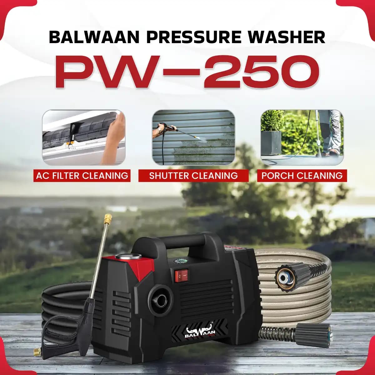 Balwaan PW-250 Pressure Washer - 120-150 Bar Rated Pressure, 1800Watt - Image 11