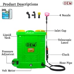 OEM Double Motor Battery Operated YUVA Series Sprayer 12V x 14A (20L Capacity), With Spray Gun & 4 Nozzles 2