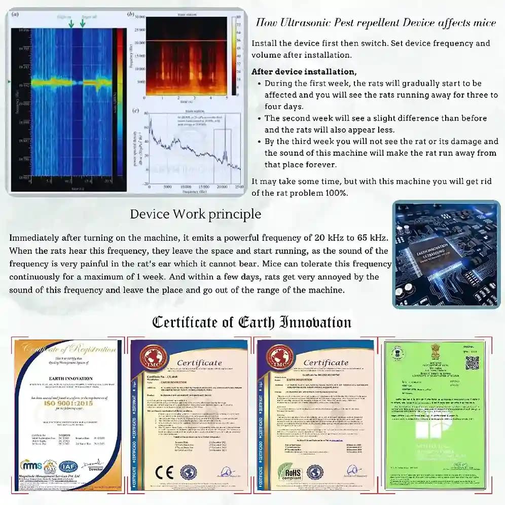 Earth Innovation Ultrasonic Rat and Rodent Pest Repellent Device for Rat, Rodent, Mouse, Squirrel. Can be Use for Home, Office, Kitchen, Store Room - Image 11