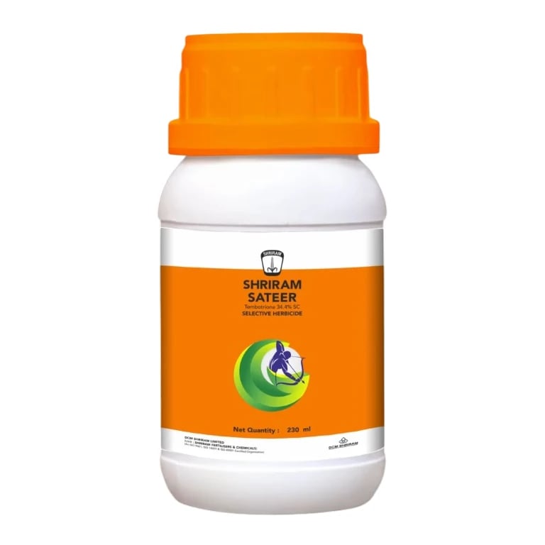 DCM Shriram Sateer Tembotrione 34.4% SC Herbicide, Broad Spectrum, Effective Weed Control In Maize