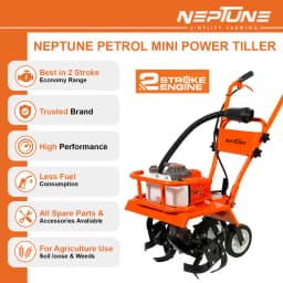 Neptune NC-62 Heavy-Duty Mini Tiller, 62CC 3HP Petrol Engine, High Carbon Blades, 16 Width, 4 Depth, Perfect for Agriculture, Farm & Garden Work 2