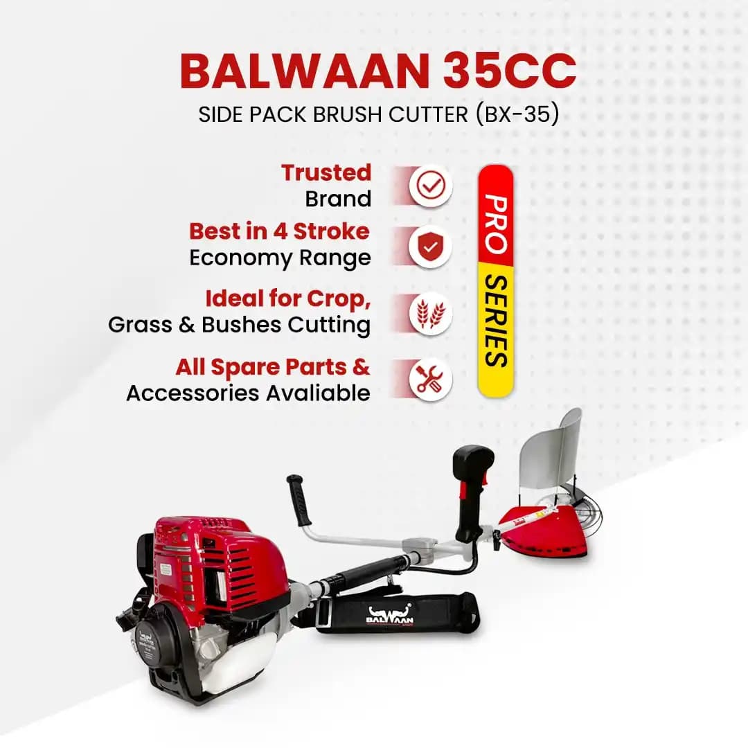 Balwaan BX-35 Pro Brush Cutter, 4-Stroke Petrol (35CC) With 80-T Blade, 3-T Blade And Tap N Go, Nylon Cutter - Image 4