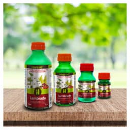 लाम्ब्राडा लैम्ब्डा साइहैलोथ्रिन 5% ईसी. कीटनाशक - बॉलवर्म, जैसिड, तना छेदक, थ्रिप्स, हपर आदि के नियंत्रण के लिए। 4