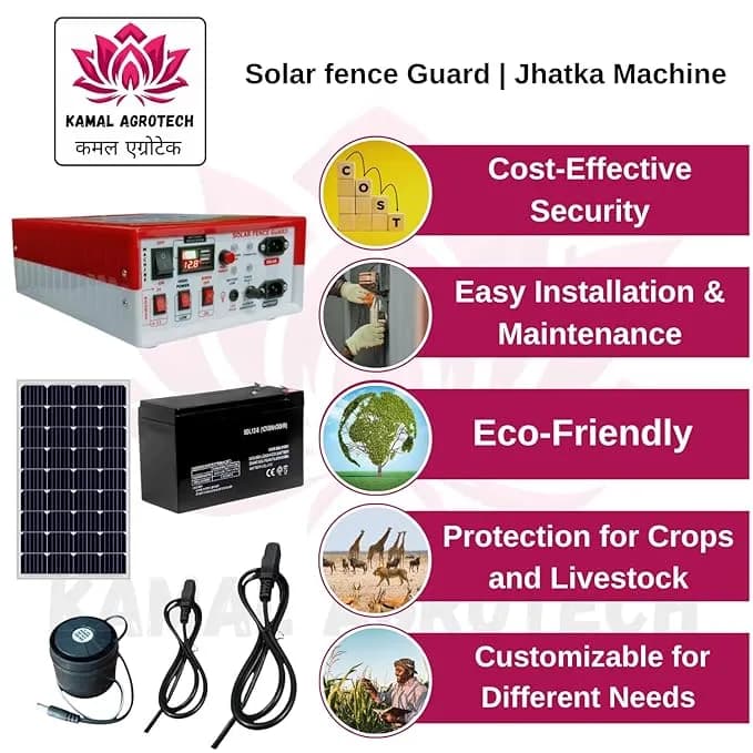 Kamal Agrotech Zhatka Machine Solar Fence Protector Kit, With Solar Panel, Battery, Siren, Insulator, 50 Acre Coverage - Image 8