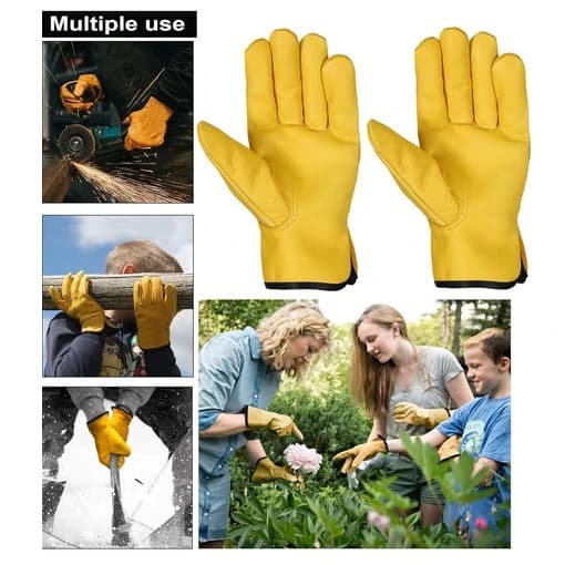Gardening Work Gloves For Men & Women, Heavy Duty Leather Safety Gloves, (B Grade - 1 Pair) - Image 2