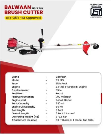 Balwaan BX-35i Brush Cutter Machine - 35cc, 4 Stroke - Image 5