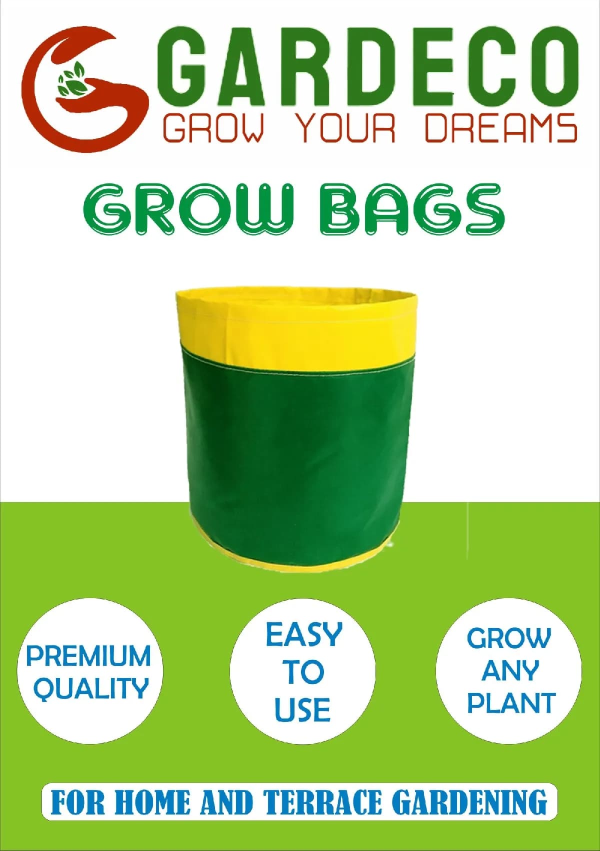 Gardeco PVC Coated Nylon Fabric Grow Bag, 450 GSM Heavy Duty, UV Resistant, Suitable for Plants, Terrace Garden and Vegetables Gardening. - Image 3