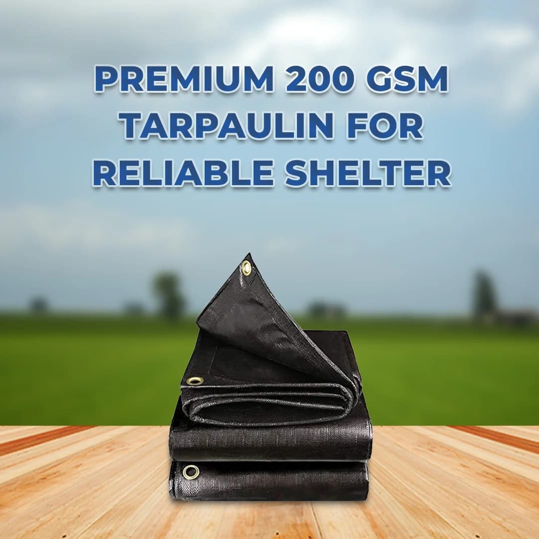 ब्लैक एचडीपीई 200 जीएसएम, अत्यधिक टिकाऊ प्लास्टिक तारपोलिन, तिरपाल, ताड़पत्री फॉर मल्टीपर्पस , मजबूत और लंबे समय तक चलने वाला उत्पाद. - Image 2