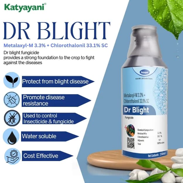 Katyayani Dr Blight Metalaxyl-M 3.3% + Chlorothalonil 33.1% SC Systemic and Contact Fungicide - Image 2