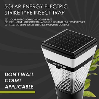 GM 937 Outdoor Solar Powered Mosquito Zapper Trap, Covers Up to 400 Sq. Ft.
