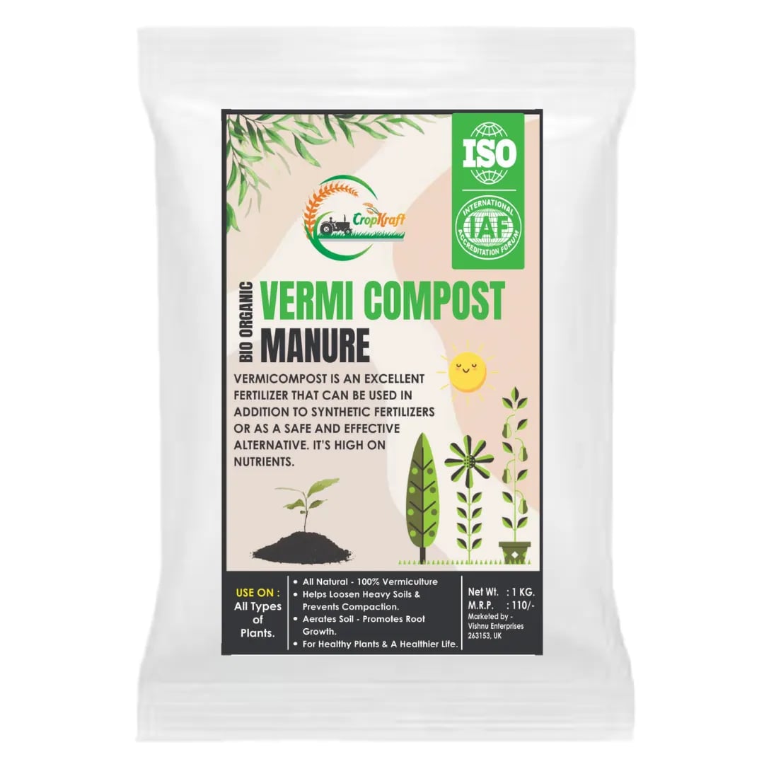 Cropkraft Vermi Compost, Premium Organic Fertilizer For Healthy Plants, Enhances Soil Aeration & Better Plant Vitality