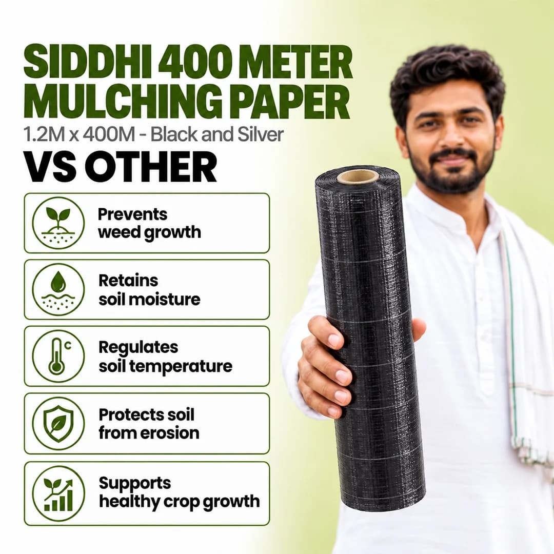 सिद्धि मल्च फिल्म, मल्चिंग शीट, मल्चिंग पेपर ब्लैक और सिल्वर मल्चिंग पेपर (1.2 मीटर और 4 फीट चौड़ाई) 400 मीटर लंबाई - Image 9