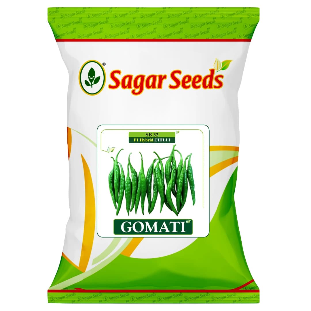 Sagar Gomati F1 Hybrid Chilli Seeds, Dark Green, Medium Pungency And High Yielding - Image 1