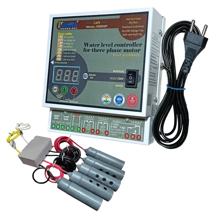 Vahra Fully Automatic Water Level Controller With 5 Carbon Sensor Kit, For All Types Of Three Phase Submersible Pumps Starters (V50R3P)