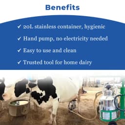 Vinspire 20 Litre Single Bucket Milking Machine, Stainless Steel Tank, 0.75 HP Motor 4