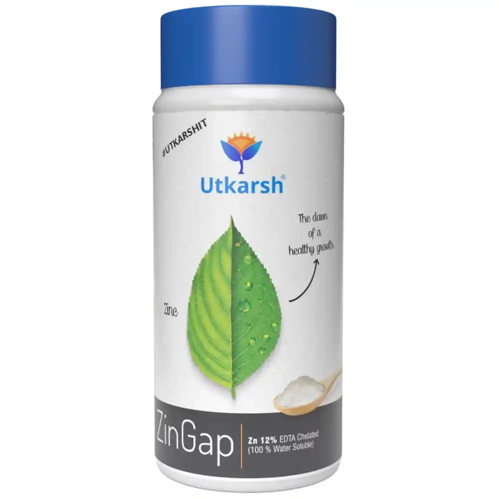 Utkarsh ZinGap (Zinc- Zn 12% EDTA Chelated) (100% Water Soluble Foliar Spray), Used To Increase Yield & Quality of Crops. - Image 1