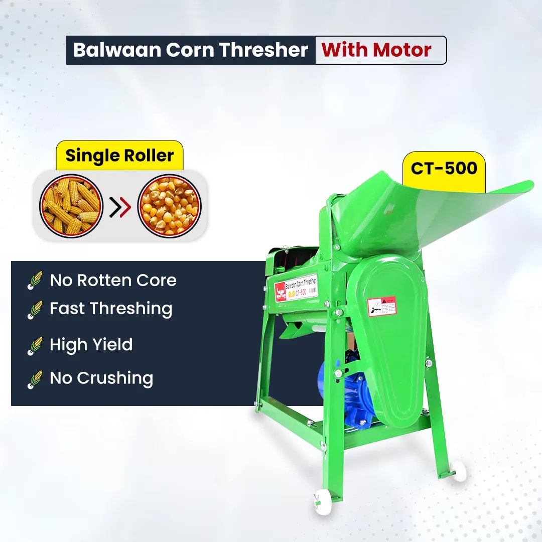 Balwaan CT-500 Corn Thresher With Motor (Green) - 1.3 HP Motor Capacity
