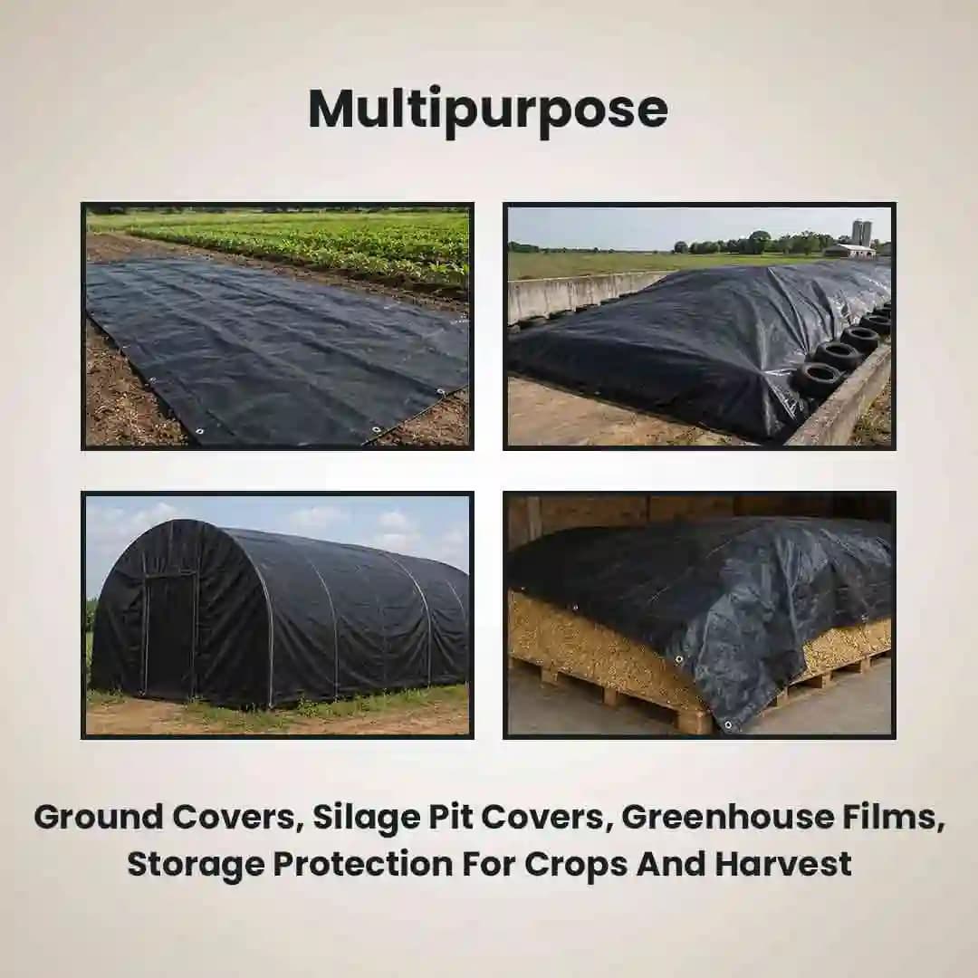 అనిల్ ప్యాకేజింగ్ మెరైన్ HDPE టార్పాలిన్ 250 GSM UV స్టెబిలైజ్డ్ మెటీరియల్, వాటర్ప్రూఫ్, హెవీ డ్యూటీ మెటీరియల్ (బ్లాక్) - Image 4
