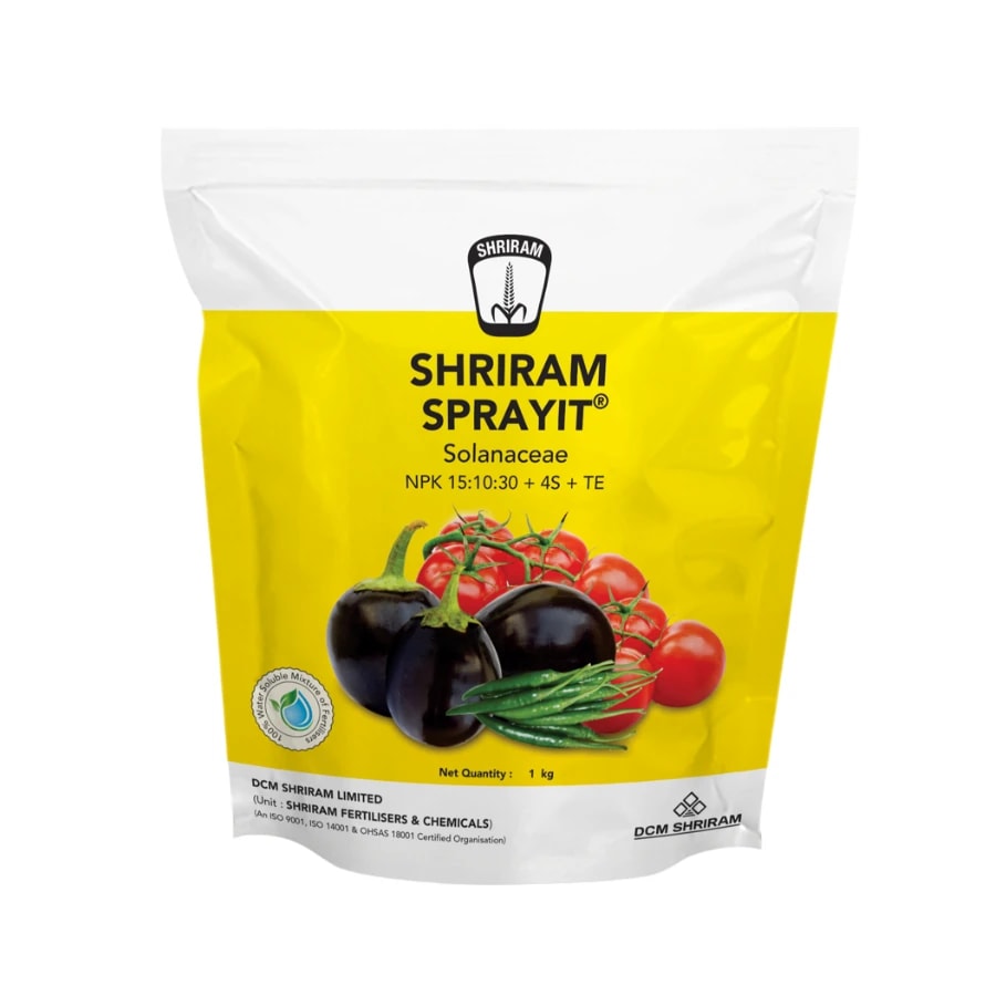 Shriram SPRAYIT Solanaceae Npk 15:10:30 + 4% S + TE Foliar Nutrient, Enhances Flowering, Improves Fruit Size And Color