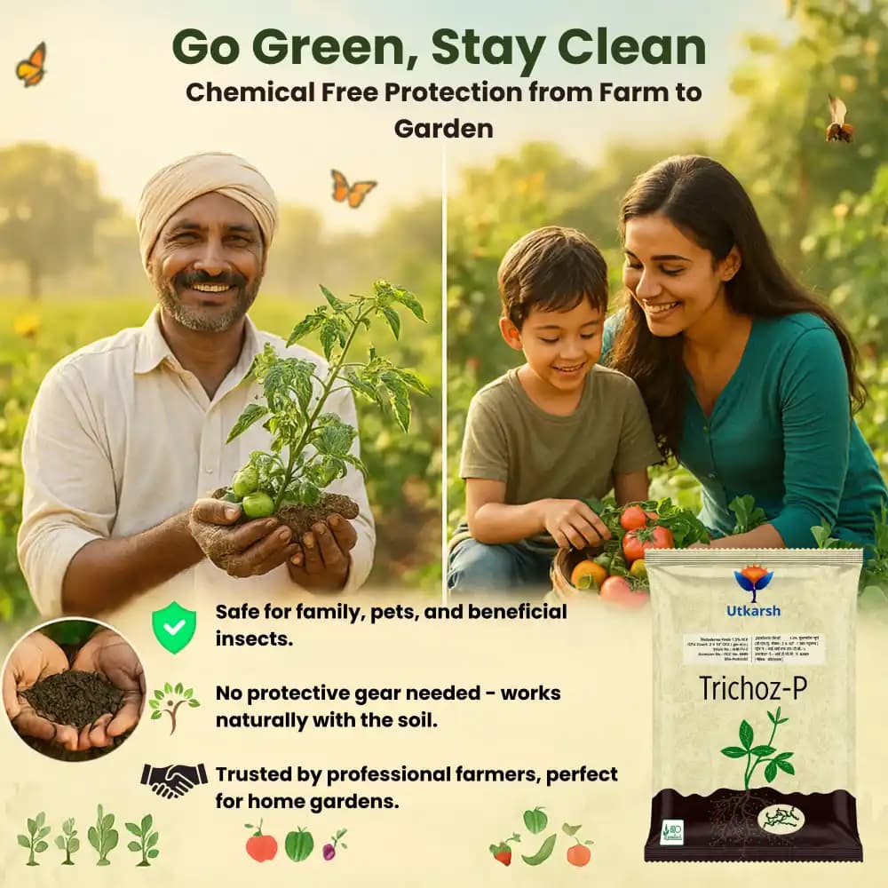Utkarsh Trichoz-P (Trichoderma Viride 1.5% W.P.) Bio Pesticides, Protects Crop & Plants Against Soil-Borne Pathogens - Image 5