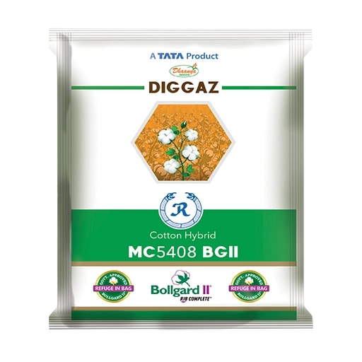 Tata Rallis Diggaz MC 5408 BG-II Hybrid Cotton Seeds, High Early Yield (475 Gm)