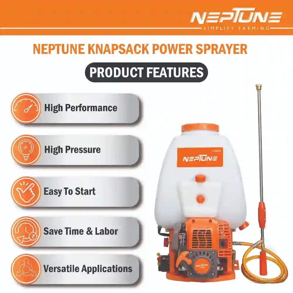 Neptune Model-767 Knapsack Power Sprayer, 4-Stroke 31CC Petrol Engine, 25L Tank, 2 Types Spray Guns Included, Ideal for Farming, Agriculture & Garden - Image 6