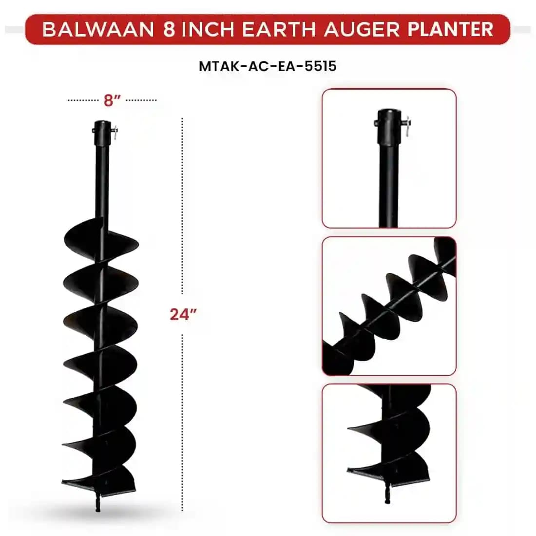 Balwaan PT-8D Double Spiral Planter, 8-Inch Earth Auger, Heavy-Duty, Faster Drilling And Durable - Image 6
