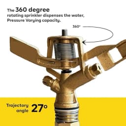 FarmEarth Brass Impact Automatic Rotating Sprinkler Head With Nozzle Heavy Duty Irrigation Sprayer Head 20mm 2