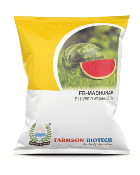 Farmson FB Madhurak F1 Hybrid Watermelon Seeds, Deep Green with Bold Green Stripes - Image 1