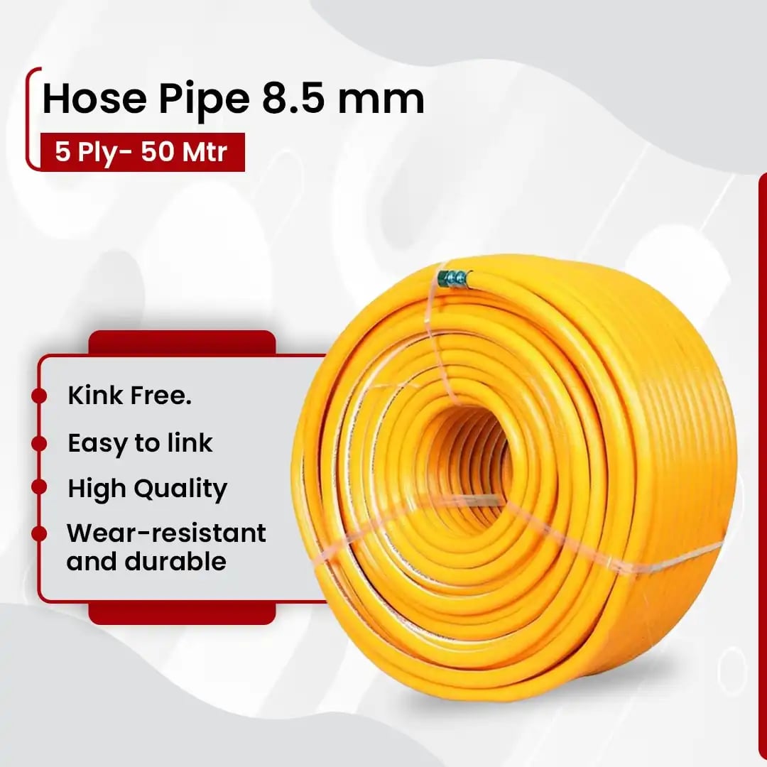 Balwaan Hose Pipe 8.5mm, 3 Ply Heavy Duty And High Pressure Pipe, Multiple Use For Spraying In Garden, Agriculture, Commercial and Construction Works