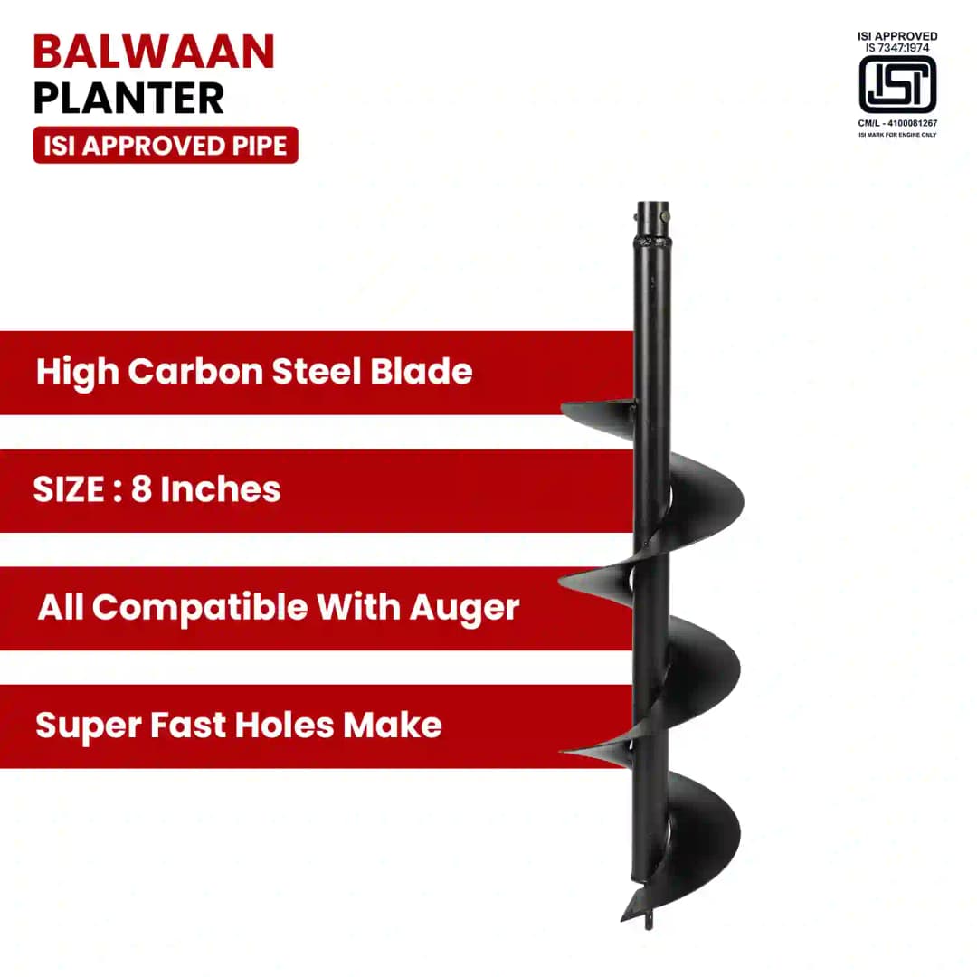 Balwaan PT-8 Single Spiral Earth Auger Planter, 8 Inch Width, Heavy Duty, Durable And Rust Resistant - Image 4