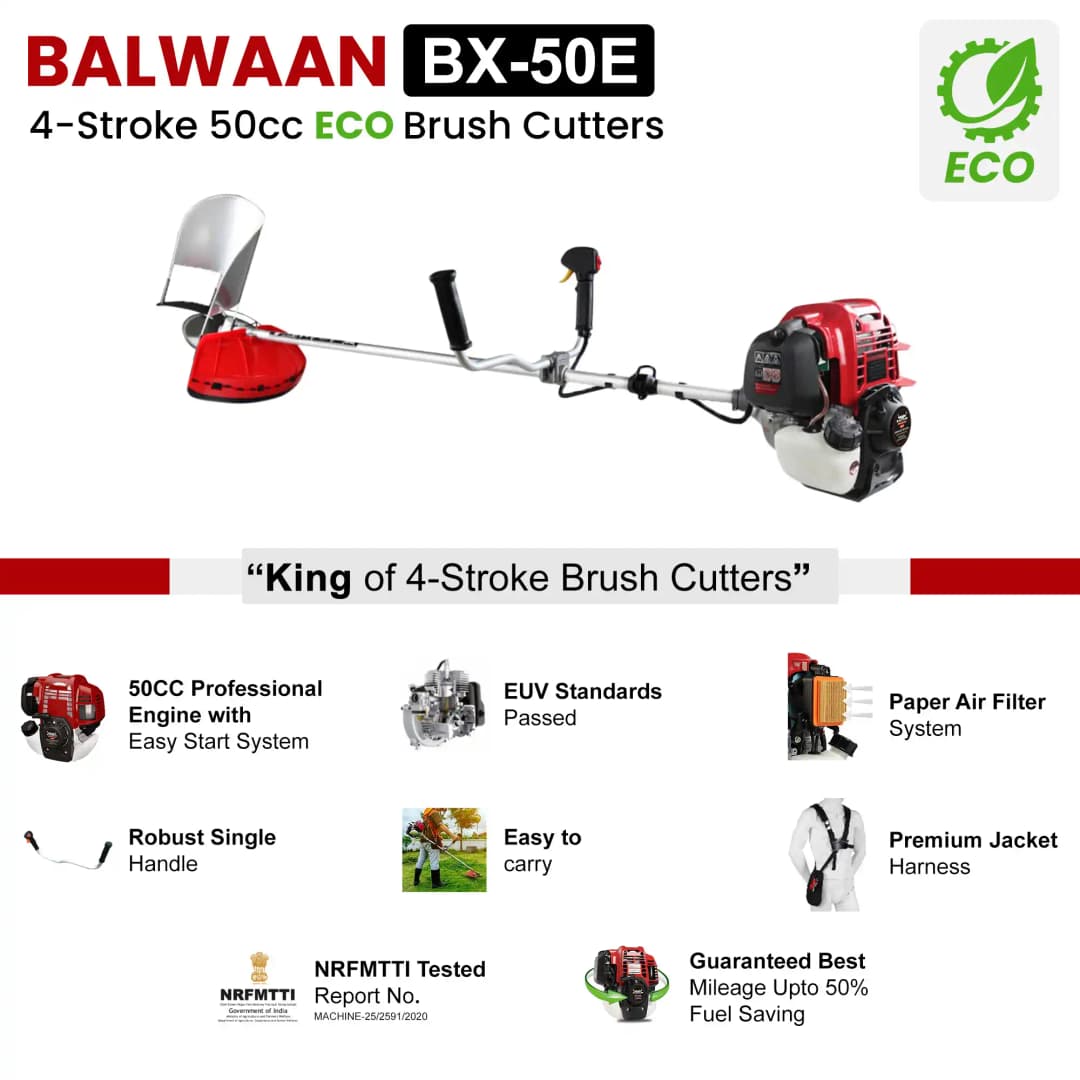 Balwaan BX 50E Eco Side Pack Brush Cutter, 4 Stroke 50cc, Use For Crop Cutting Cum Grass Cutting - Image 3
