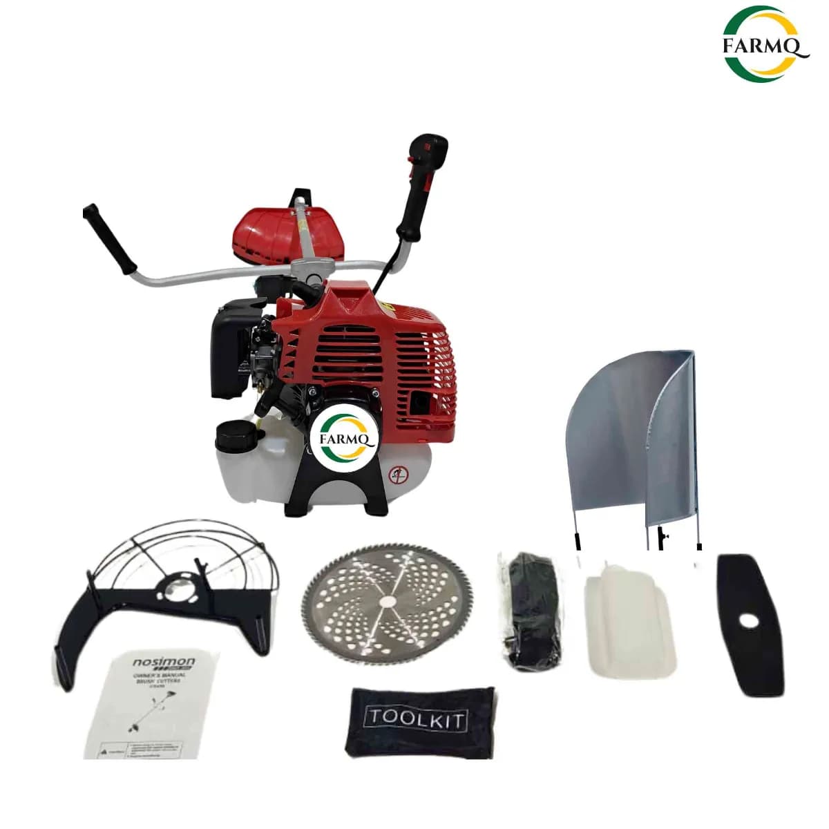 Farmq FQ-BC-52SP 2-Stroke 52CC Petrol Brush Cutter, Side Pack, High Power, Multiple Blades, Paddy Guard And Stand - Image 3