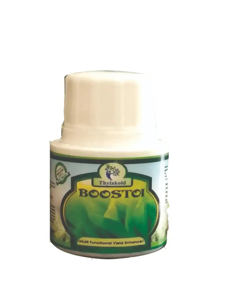 Thylakoid Biotech BoosTOI Multi Functional Yield Enhancer. Product is certified IFOAM accredited Biocert Organic Standard.