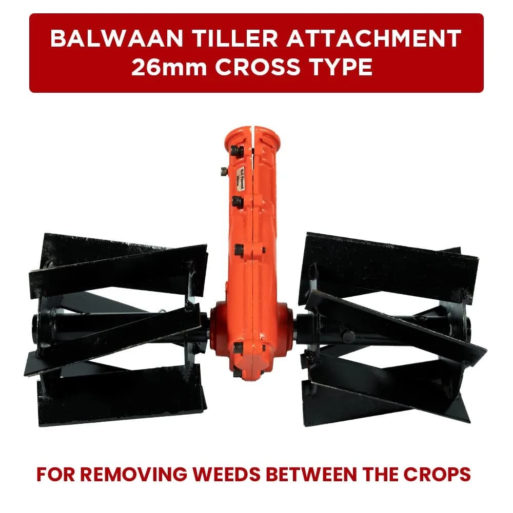 Balwaan Tiller Attachment For Brush Cutter, 26mm Cross Type Weeder In Fruits And Vegetables - Image 4