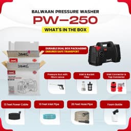 Balwaan PW-250 Pressure Washer, 120-150 Bar Rated Pressure, 1800W Motor, Compact And Powerful, Less Water Consumption 4