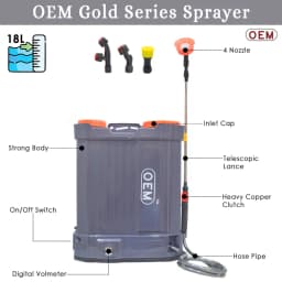 OEM Battery Sprayer With 12V x 10A Battery (18 L Capacity), Copper High Pressure Motor, 4 Free Nozzles Powerful Agricultural Sprayer 3