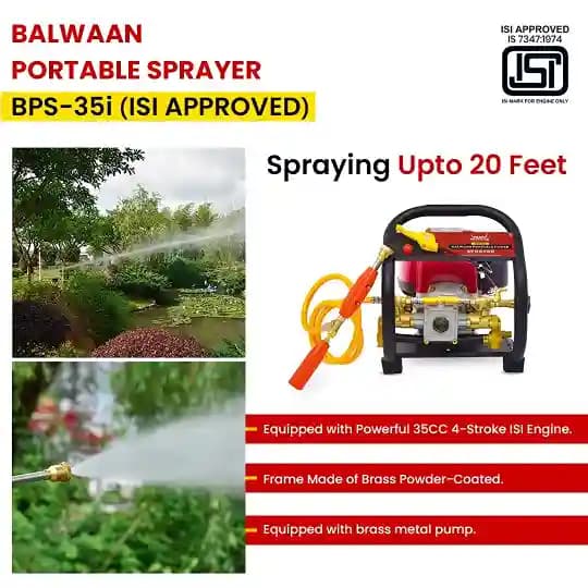 Balwaan BPS-35i ISI Marked Portable Sprayer with 25 Mtr Hose Pipe, 4 Stroke 35CC Engine, Less Fuel Consumption - Image 4