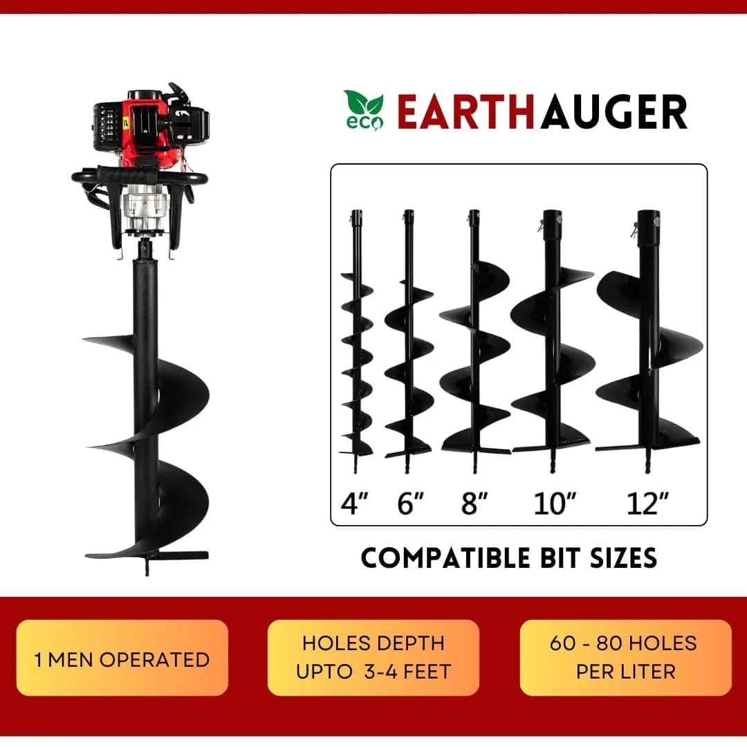 Fenton Krishi FEA-58 2-Stroke 58CC Earth Auger, Petrol Engine With 8 Inchs Bits For Plantation Fuel Grass Trimmer (Manual Feed) - Image 3