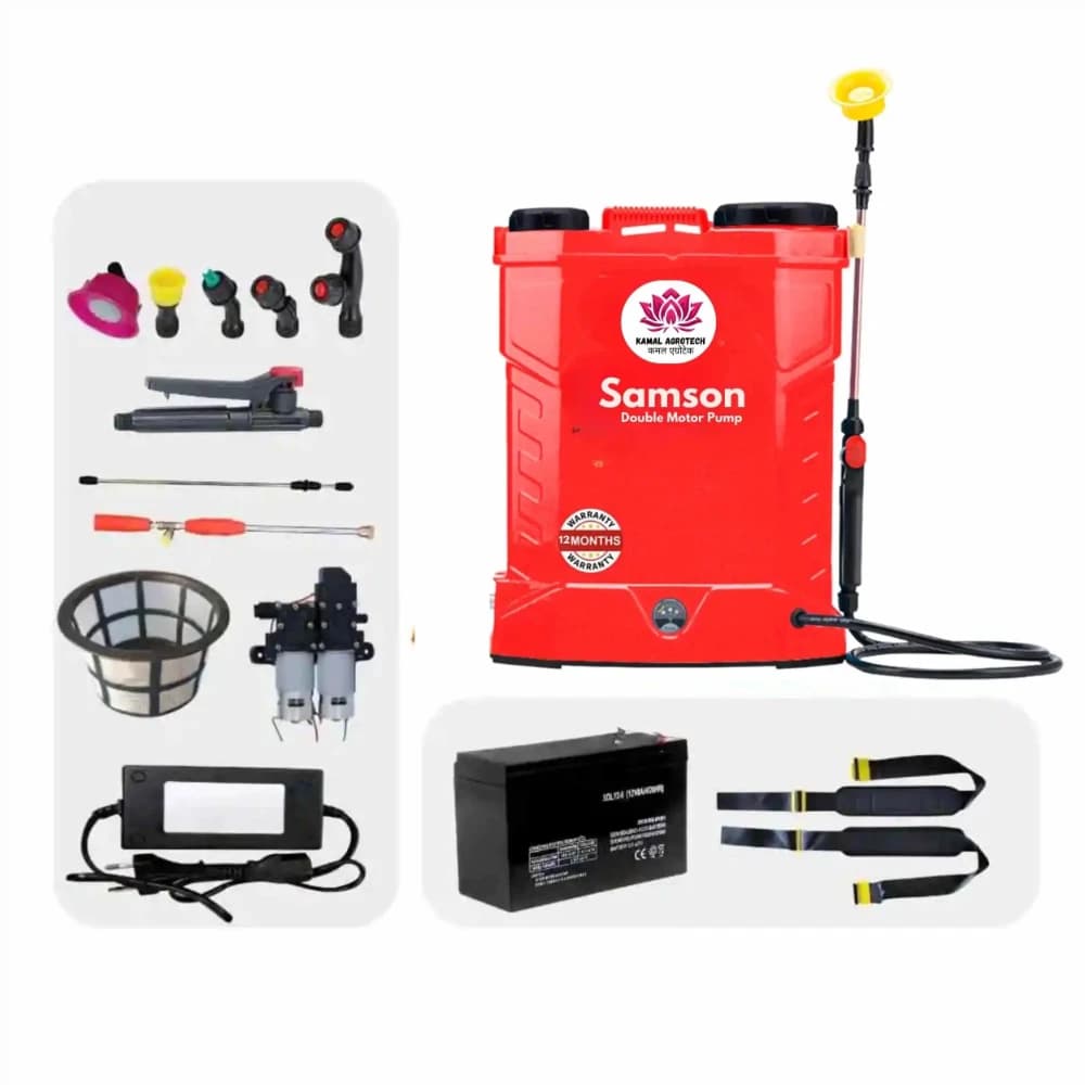 Kamal Agrotech Samson Double Motor Sprayer Pump, Gun, 20L Tank, 12V-18Ah Battery, 20 Feet Spray Height, High-Efficiency Dual Motors - Image 5