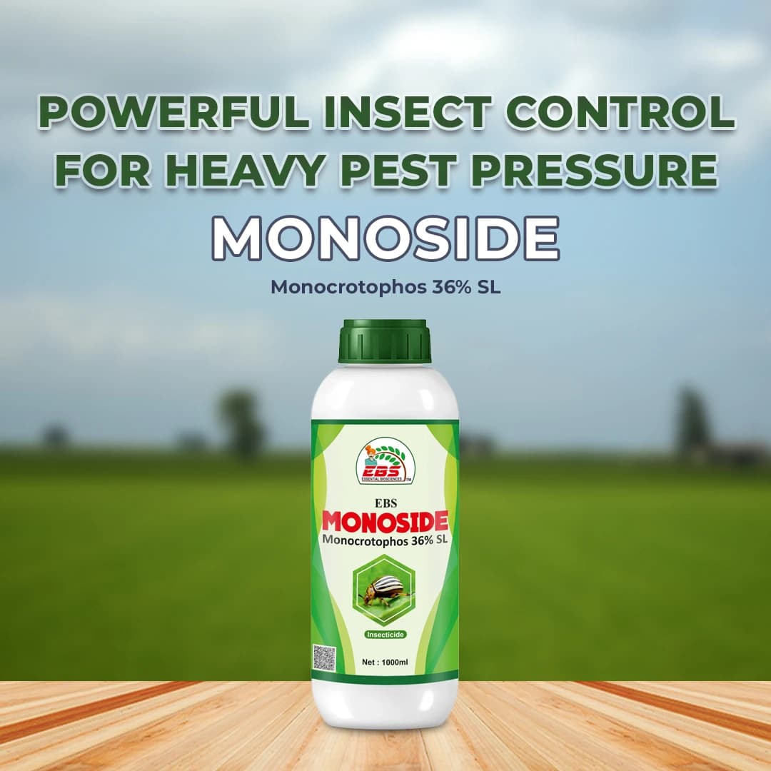 EBS Monoside Monocrotophos 36% SL Insecticide, Controls for Brown Plant Hopper, Green Leaf Hopper, Bollworms, Aphid, Jassid, Thrips, Whitefly. - Image 2