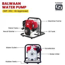 Balwaan WP-35i Water Pump, 4 Stroke 35cc ISI Engine Water Pump , Long Durable Working Hour 6