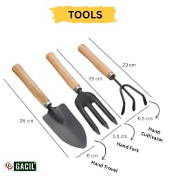 GACIL 5-In-1 Gardening Tool Kit Set For Home Garden, Includes Hand Gloves, Hand Shovel, Hand Fork, Hand Cultivator And Pruner 2