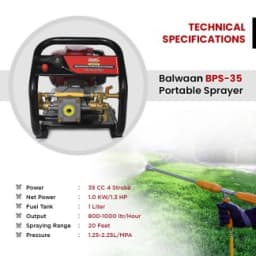 Balwaan BPS 35 Portable Power Sprayer, 4 Stroke Petrol Engine, Used For Spraying Liquid Solutions In Mostly Agricultural & Gardening Area 4